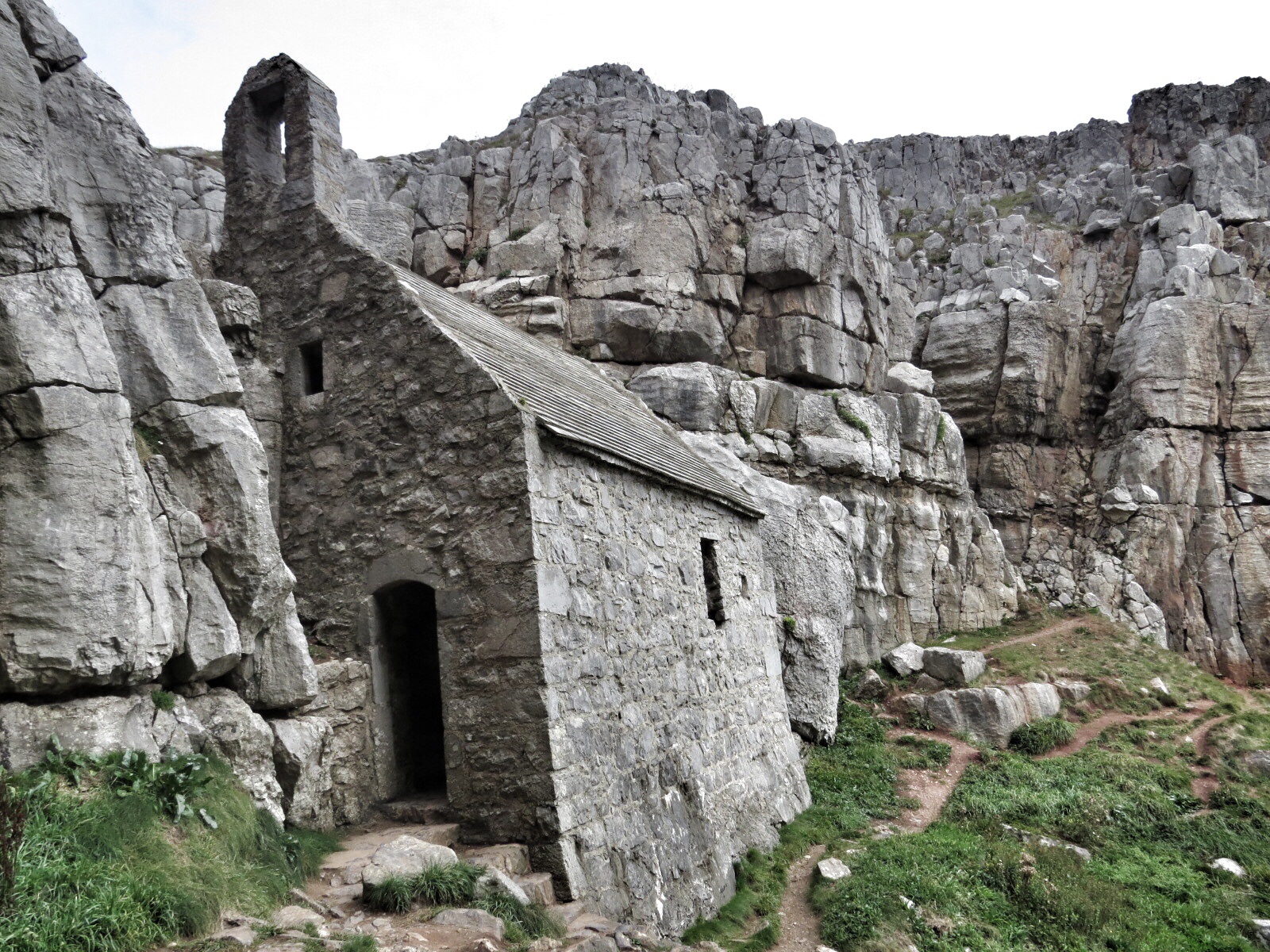 St Govan's Chapel dates from medieval times and is only accessible down a flight of stone steps.